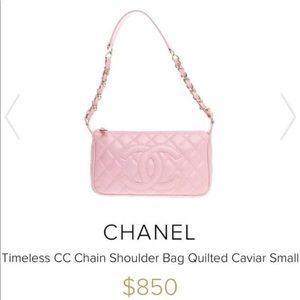 Chanel CC pink Caviar leather shoulder handbag